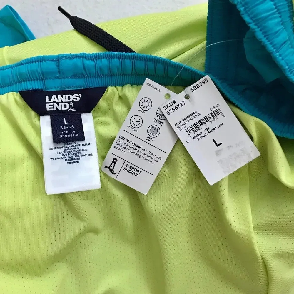Lands' End NWT Blue Sport Swim Trunk Men Various